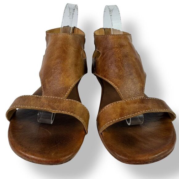 Bed Stu Soto Brown Tan Rustic Leather Sandal Flat Studded Distressed Gladiator 9 - Picture 9 of 14